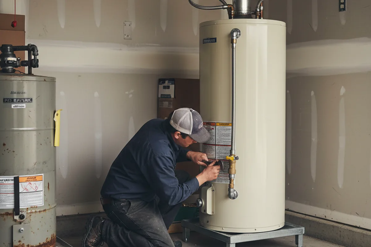 Water heater and shutoff valve replacement in Linden